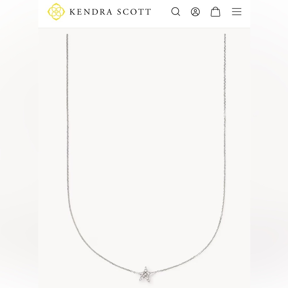 Kendra Scott Fine Jewelry Star 14k White Gold Pendant Necklace White Diamonds
